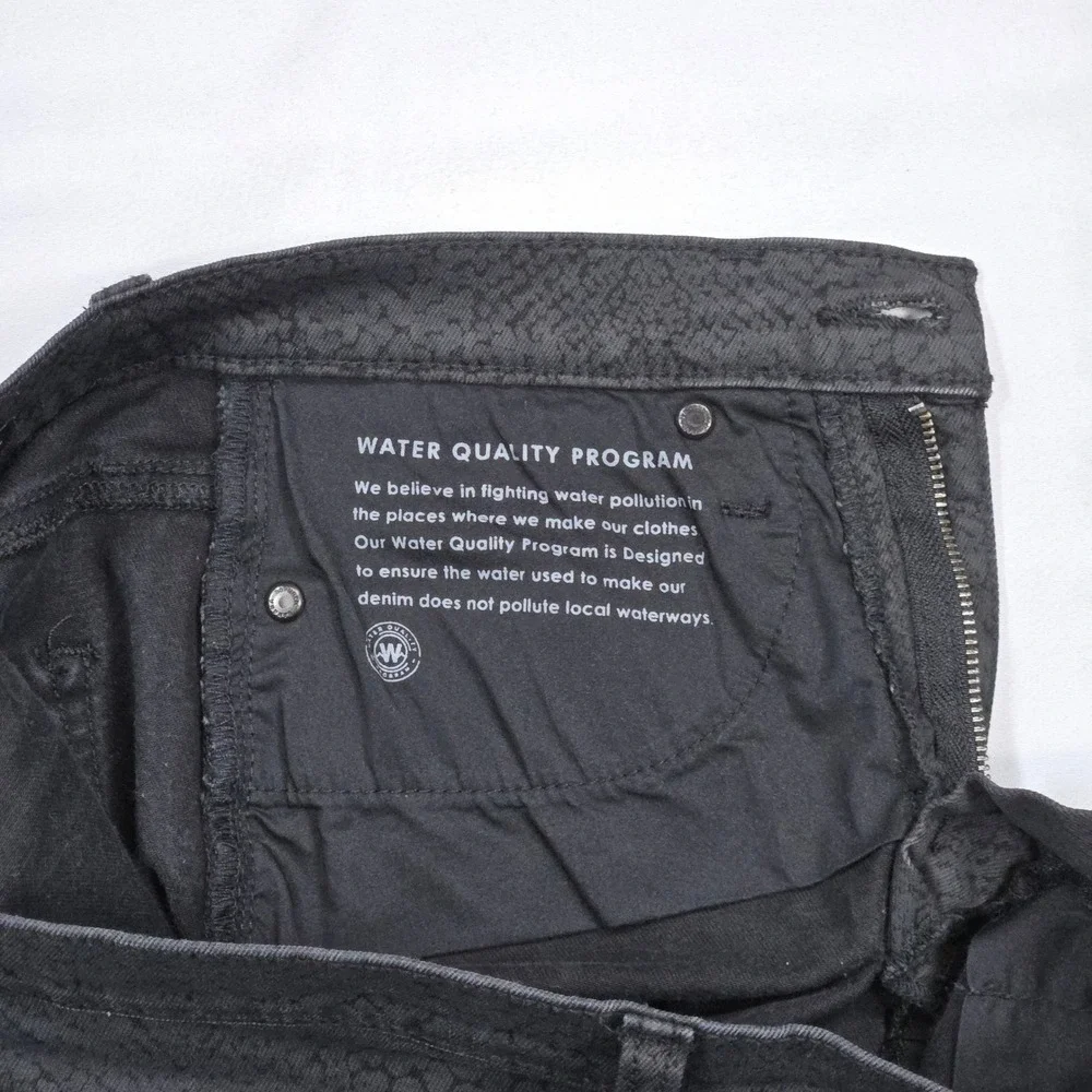 Banana Republic Premium Denim Womens 27L Mid-Rise Skinny Jeans Black Snake Print